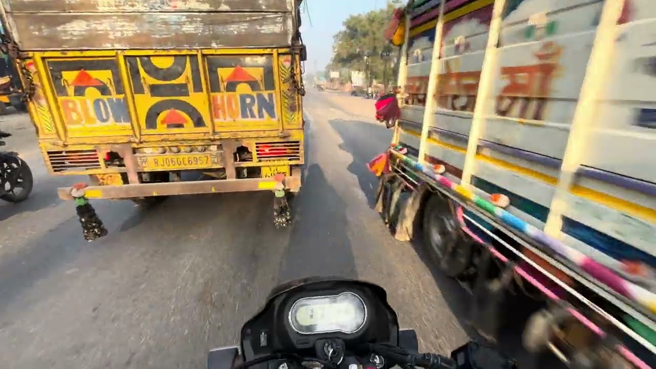 iPhone 13 camera quality  bike ride gi view splender plus ￼  full speed varal video 