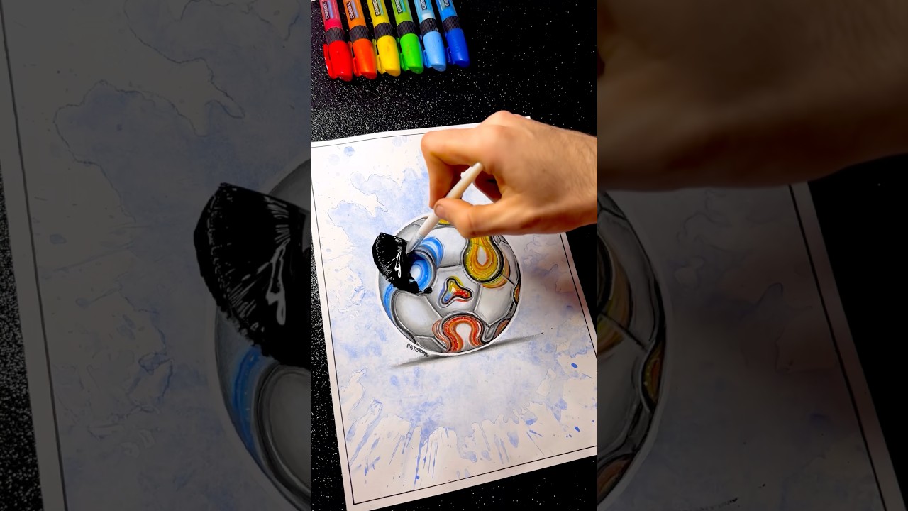 ⚽️ Испортил рисунок футбольного мяча и переделал его с неоновым эффектом! 🔥✨🎨