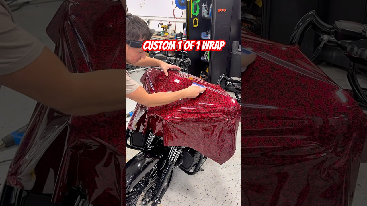 1 of 1 Harley Davidson Forged Red Carbon Fibre Color PPF wrap, dry install like vinyl!