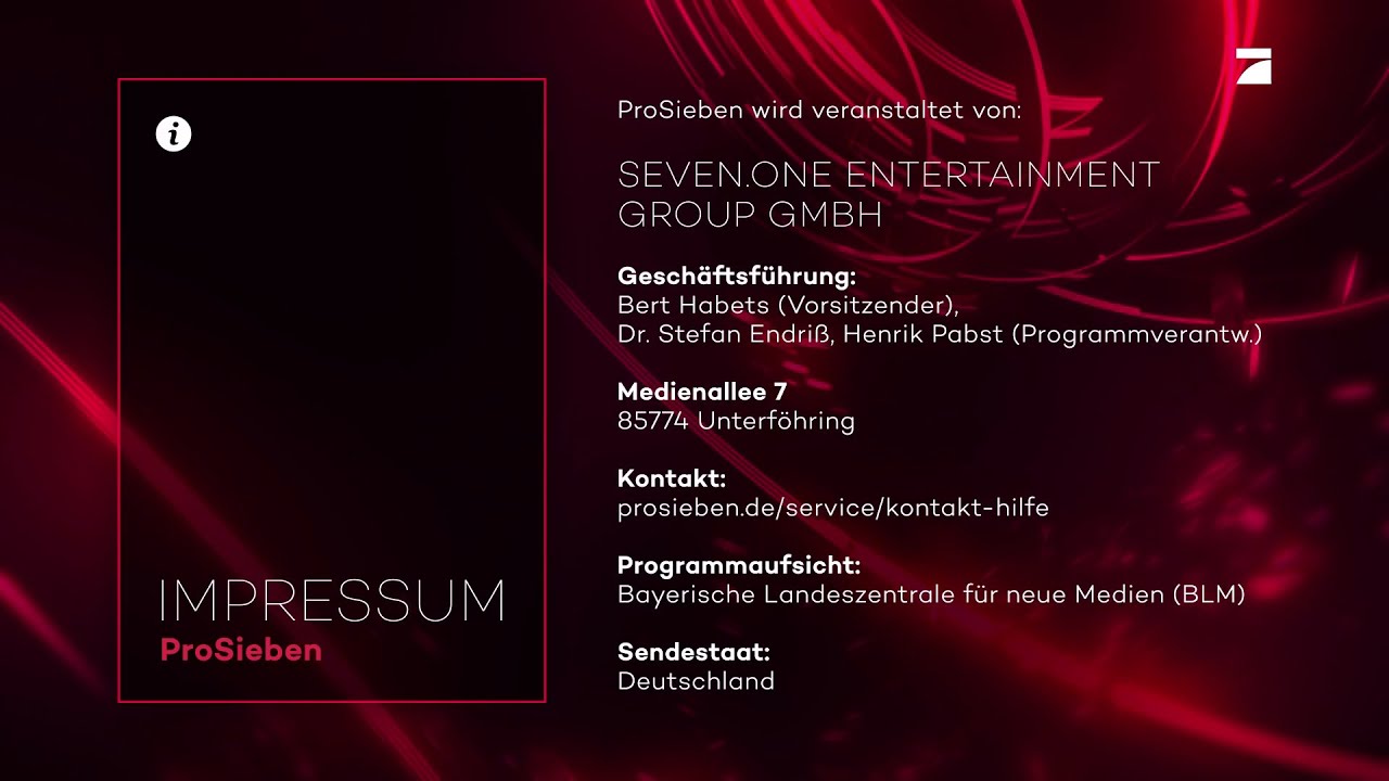 ProSieben (DE) - Programmtrailer & Impressum, Januar 2024