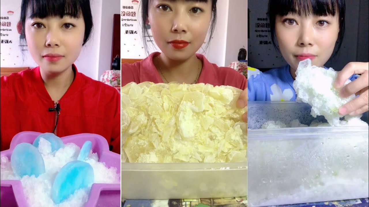SOLO ZHAOFENG | HARD ICE WITH SHAVED ICE CRUNCHES #iceeating #asmr #asmrice