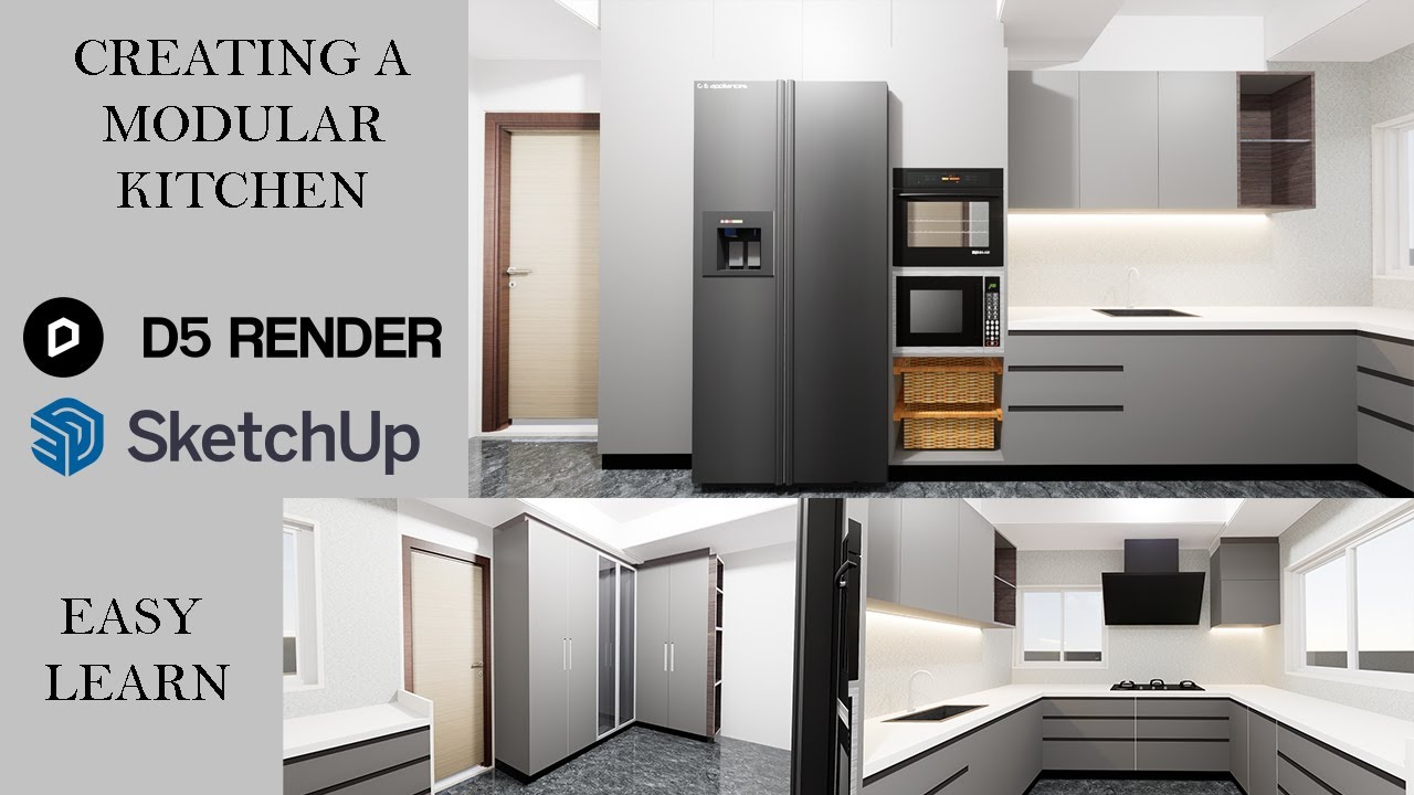 Design Modular Kitchen l Sketchup l D5 Render l 3d Modeling
