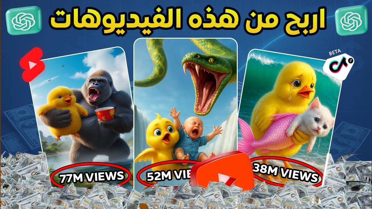 طريقة عمل فيديوهات الكتكوت الأصفر المربحة بالذكاء الاصطناعي | تريند أجنبي للربح من يوتيوب وتيك توك