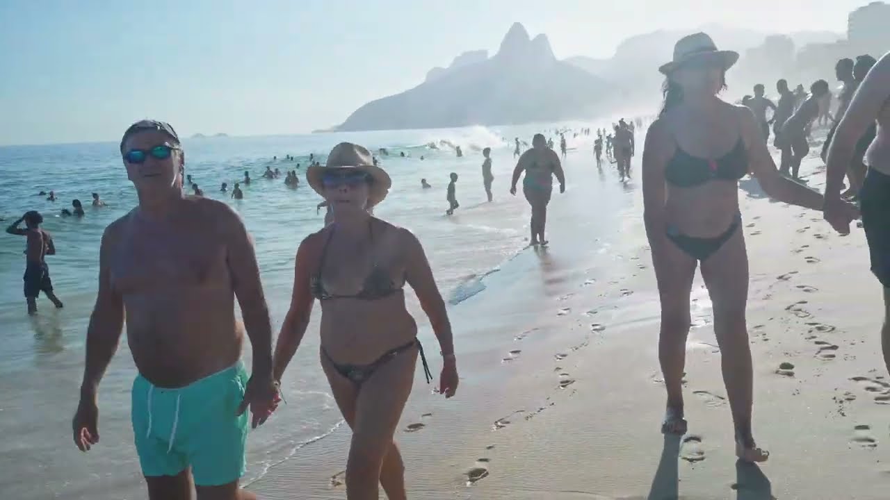 🇧🇷 🍹+ ☀️ BEACH PARTY   4K Copacabana Beach RIO DE JANEIRO