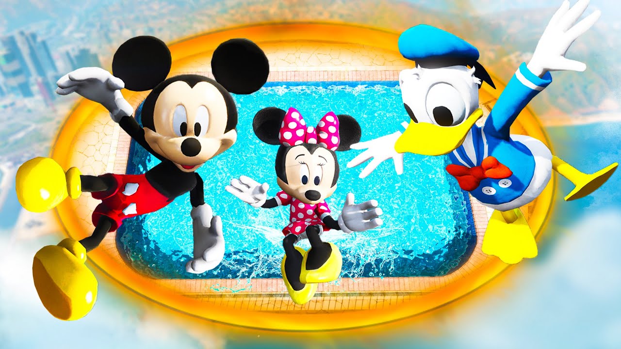 GTA 5 Mickey, Minnie & Donald Duck Jumping Into Portals (Ragdolls/Euphoria Physics)