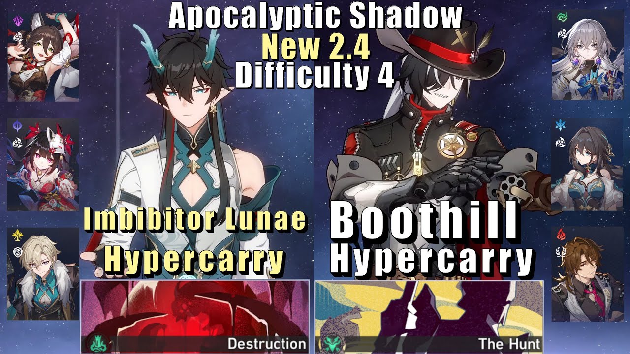 New Apocalyptic Shadow 4 | E0 Imbibitor Lunae Hyper & E0 Boothill Hyper | 2.4 3 Stars | Star Rail
