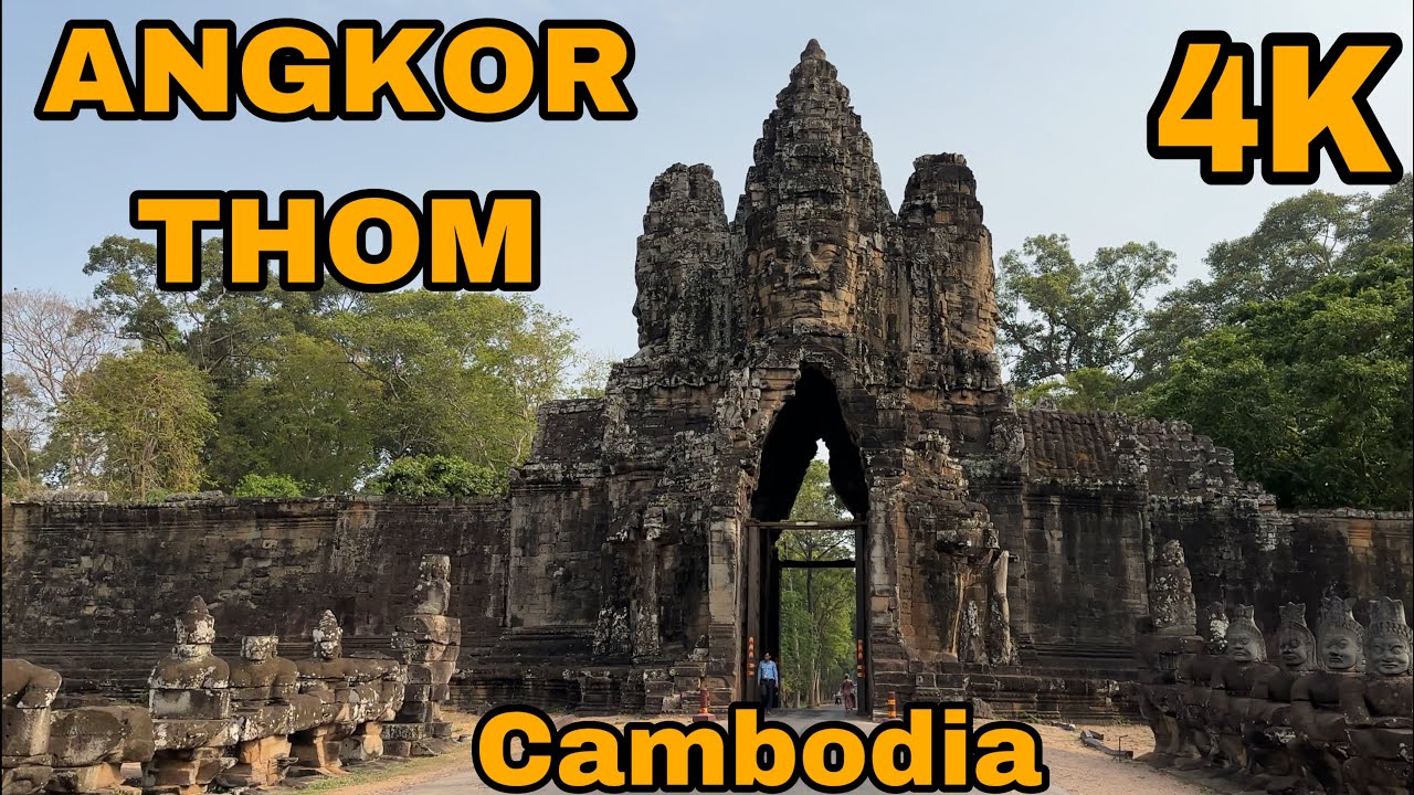 Angkor Thom Walking Tour | Huge ancient temple city and former capital of the Khmer Empire | 4K