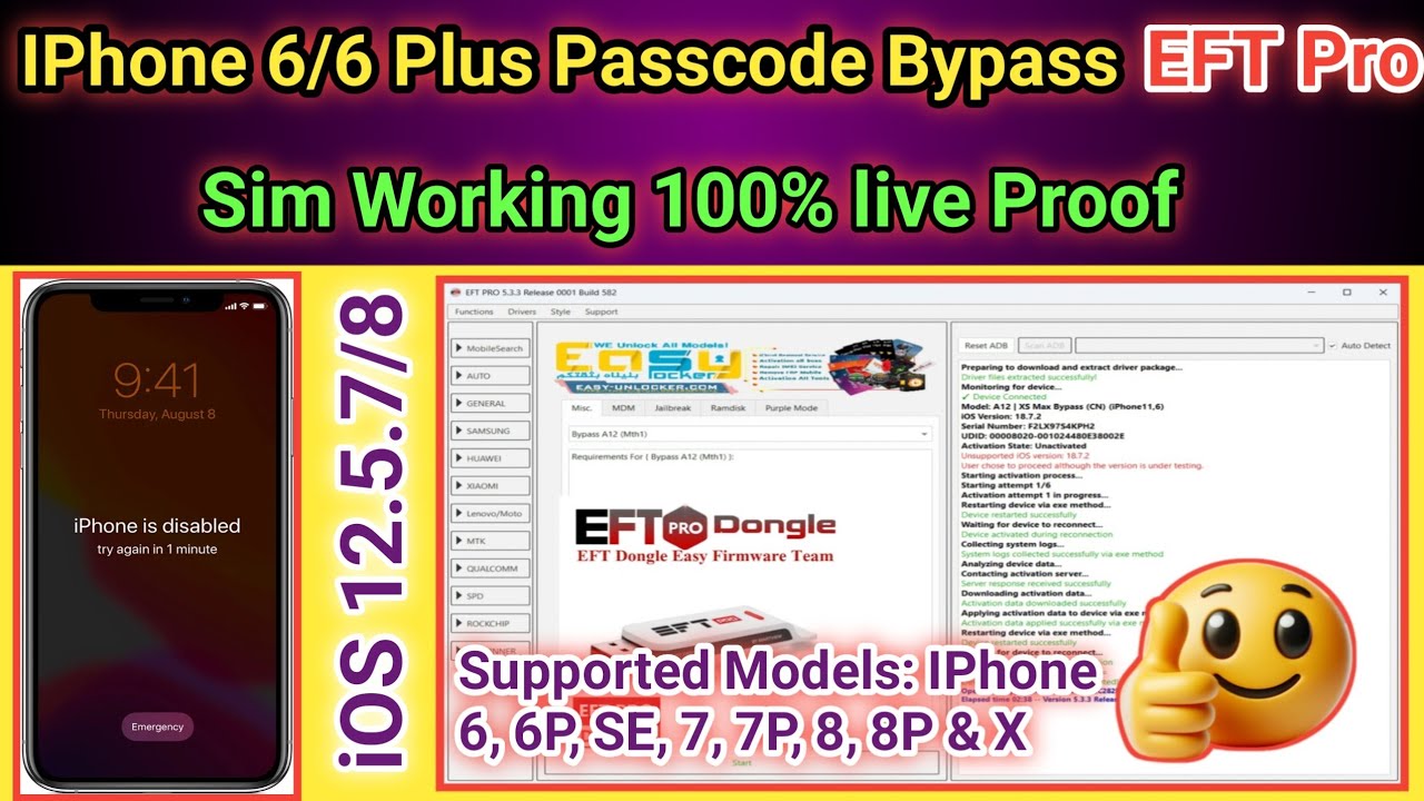 IPhone 6 Plus Passcode/Disable bypass with sim working by EFT Pro | 2026