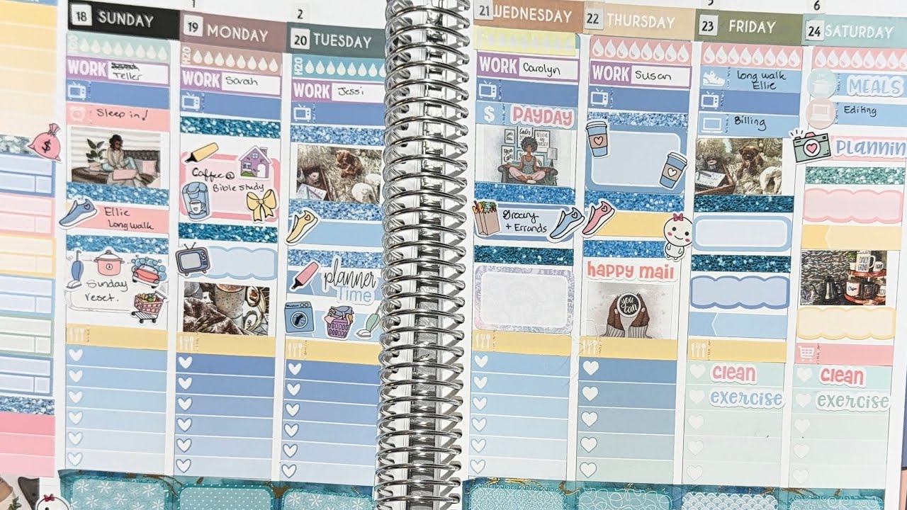 January 18-24 | Erin condren plan with me | random stickers from junk pile | @Elizabethplans-alatte 