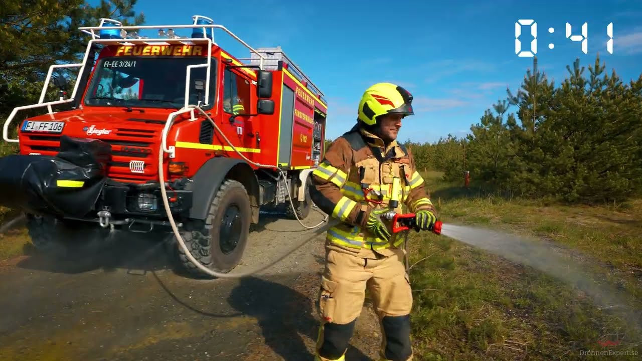 Vegetationsbrandbekämpfung mit Pump and Roll und unserer Freiwilligen Feuerwehr Finsterwalde