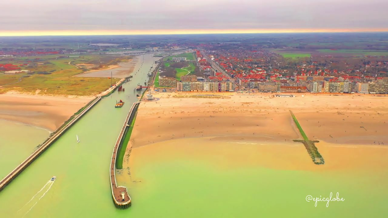 Nieuwpoort Belgium 2022- 4k Beach drone