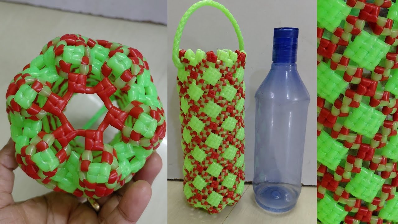 Biscuit knot water bottle basket making tutorial for beginners/Nagas creative channel wire koodai