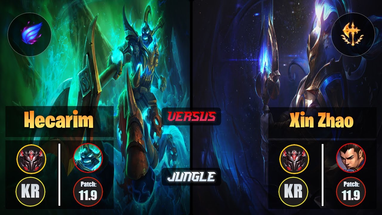 GrandMaster HECARIM [Phase Rush] (Jungle) VS  XIN ZHAO - Grandmaster KR Patch 11.9