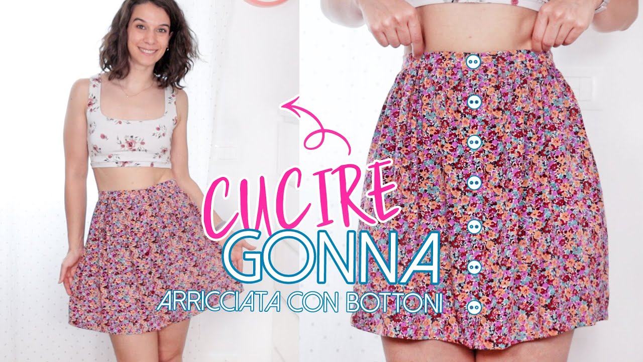 Come cucire una gonna arricciata con bottoni | Cucito senza cartamodello | Un punto alla volta