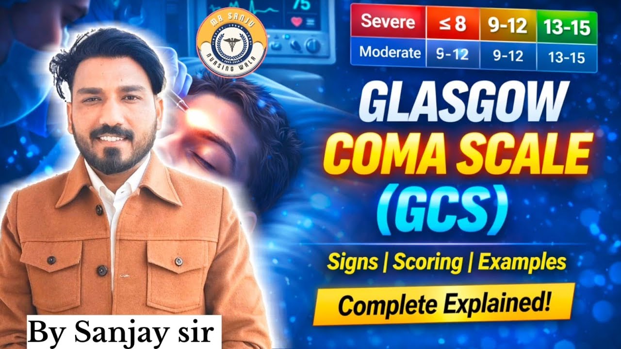 GCS GLASS Gow coma Scale By Sanjay sir RRB CHO all' state importance Topic
