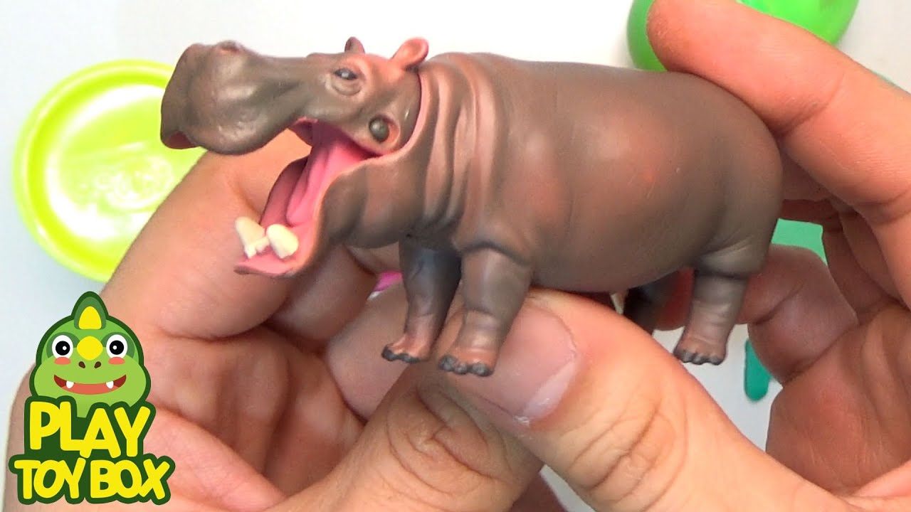 Surprise Egg Learn-A-Word! Spelling Animals HIPPO Play Doh Names & Sounds for kids with Tomica Toys
