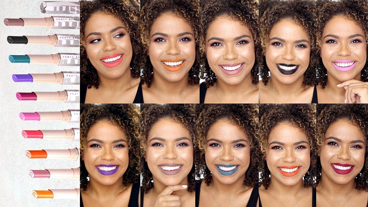 NEW Fenty Mattemoiselle Lipstick Swatches ALL 10 SHADES! Lip Swatches + Review