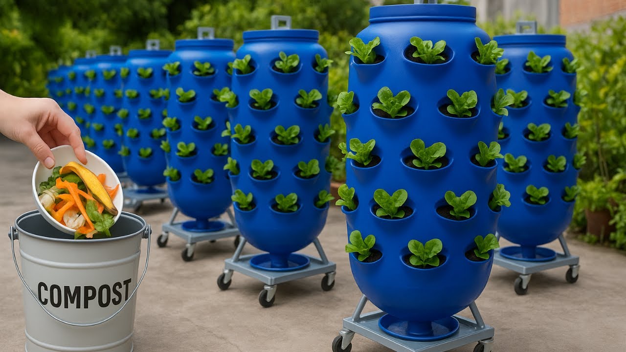 Turn Kitchen Waste into Organic Veggies | DIY Vertical Garden from Reused Barrels (Part I)