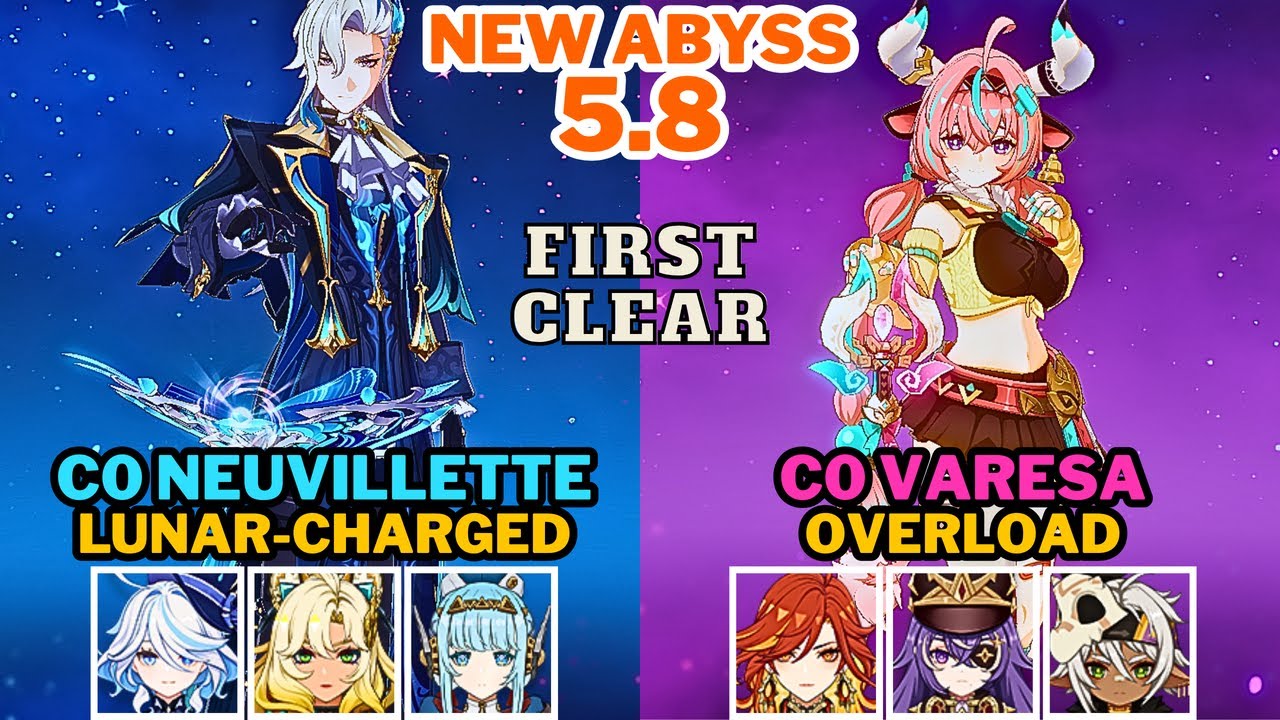 [NEW Spiral Abyss 5.8] C0 Neuvillette Lunar-Charged & C0 Varesa Overload | Genshin Impact
