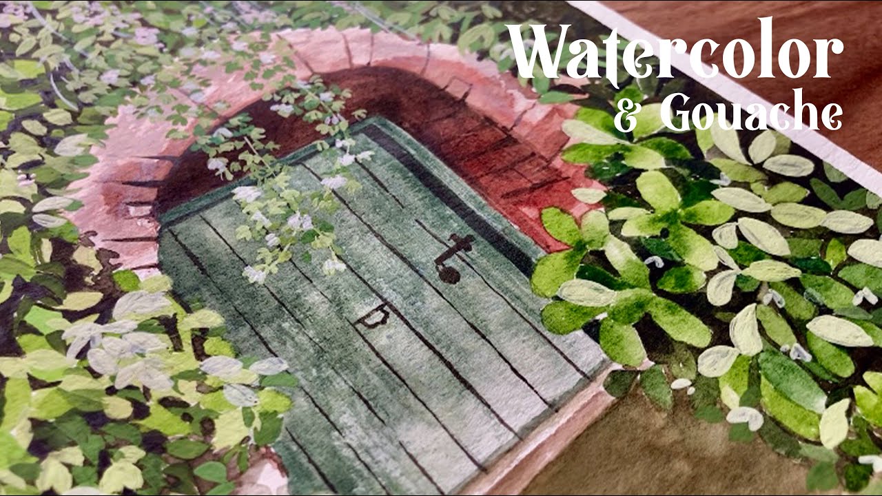 Watercolor and some gouache / Easy and cute country house painting 🍀 Paint With Me