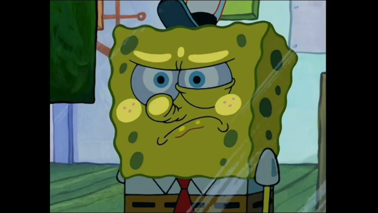 Spongebob takes out the trash at night