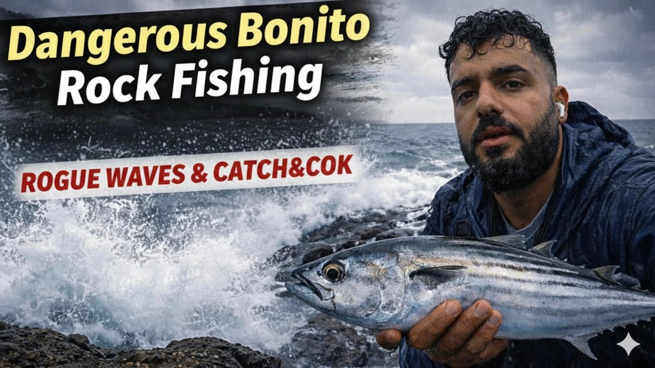 Ep. 9 Soaked by Rogue Waves | Dangerous Rock Fishing Catch & Cook in Sydney | موجة غادرة وصيد خطير