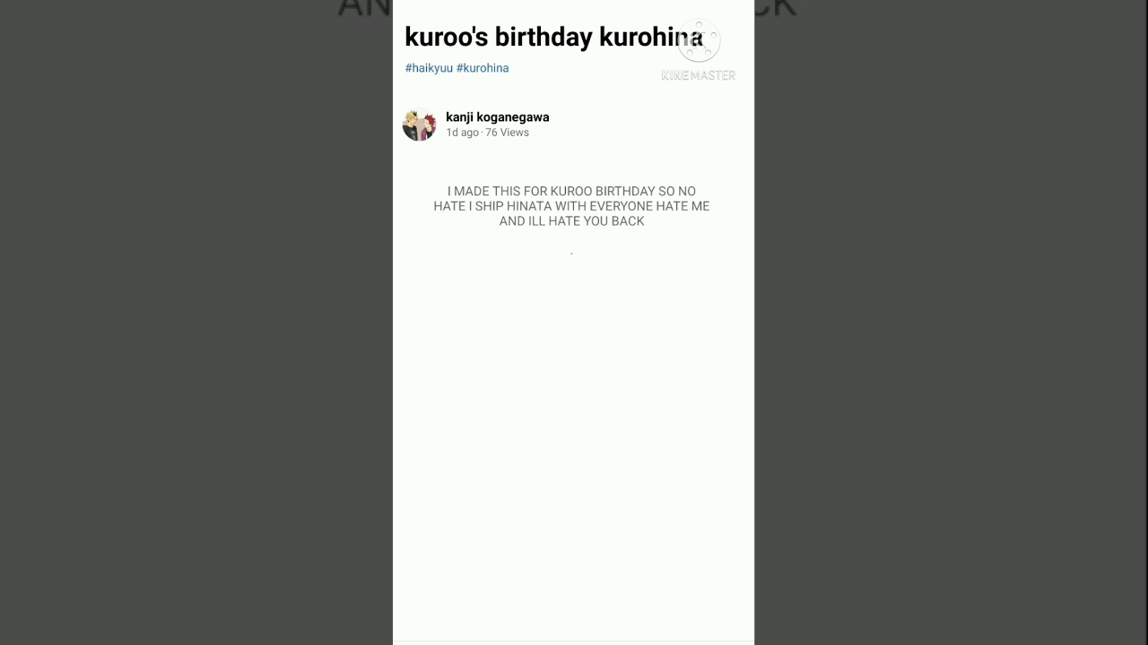 (●´∀｀●)kurohina(≧∇≦)/ happy birthday kuroo im so late and I'm sorry I forgot to post this