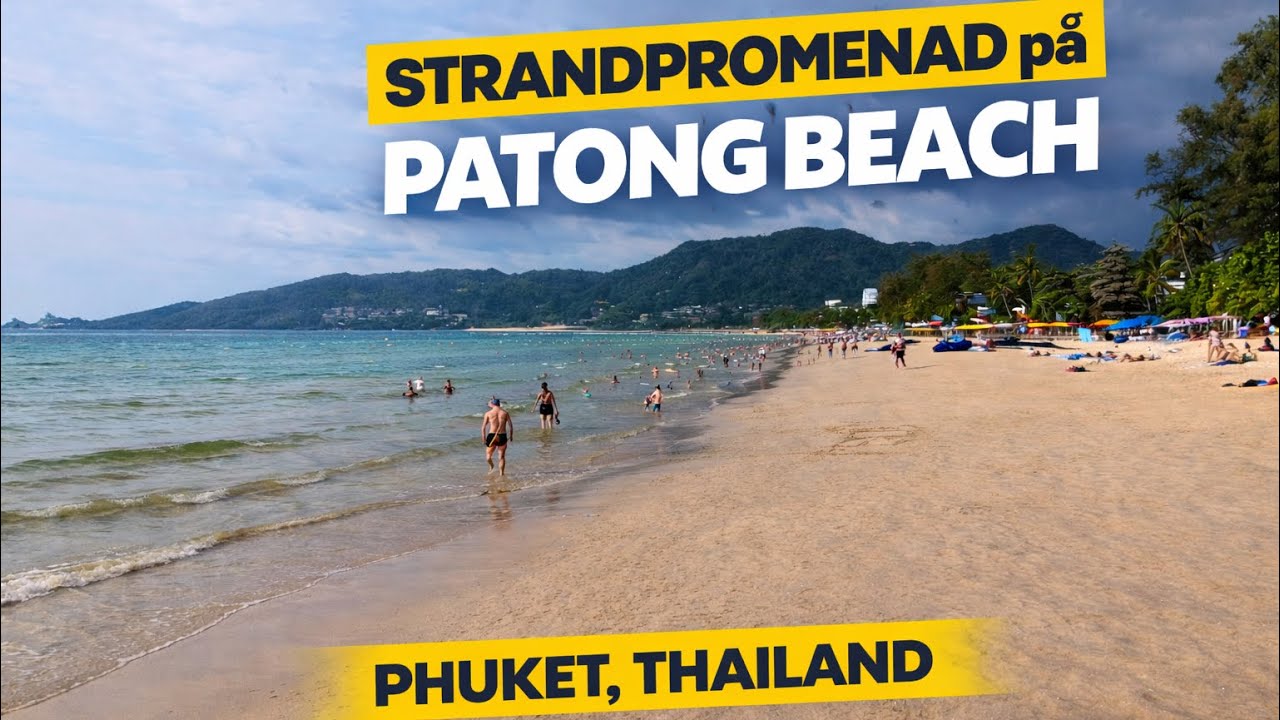 Patong Beach, Phuket, Thailand. Strandpromenad i 4K. 