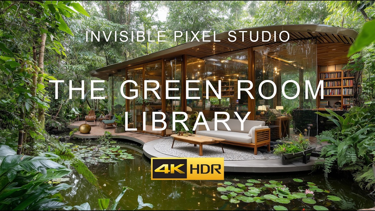 The Green Room Library — 4K Relaxing Loop | Forest Café, Quiet Reading, Soft Ambient Motion