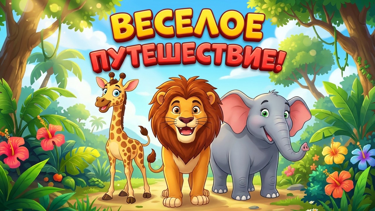 ВЕСЕЛОЕ ПУТЕШЕСТВИЕ В ДЖУНГЛИ/ Музыкальный мультик для детей и взрослых с ритмичной песенкой.