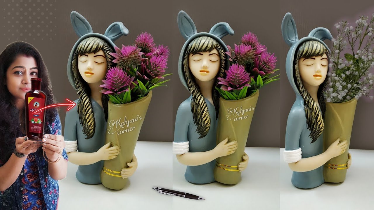 Bunny girl for Valentine gift❤️Gift item showpiece making at home/Plastic bottle crafts/gift ideas