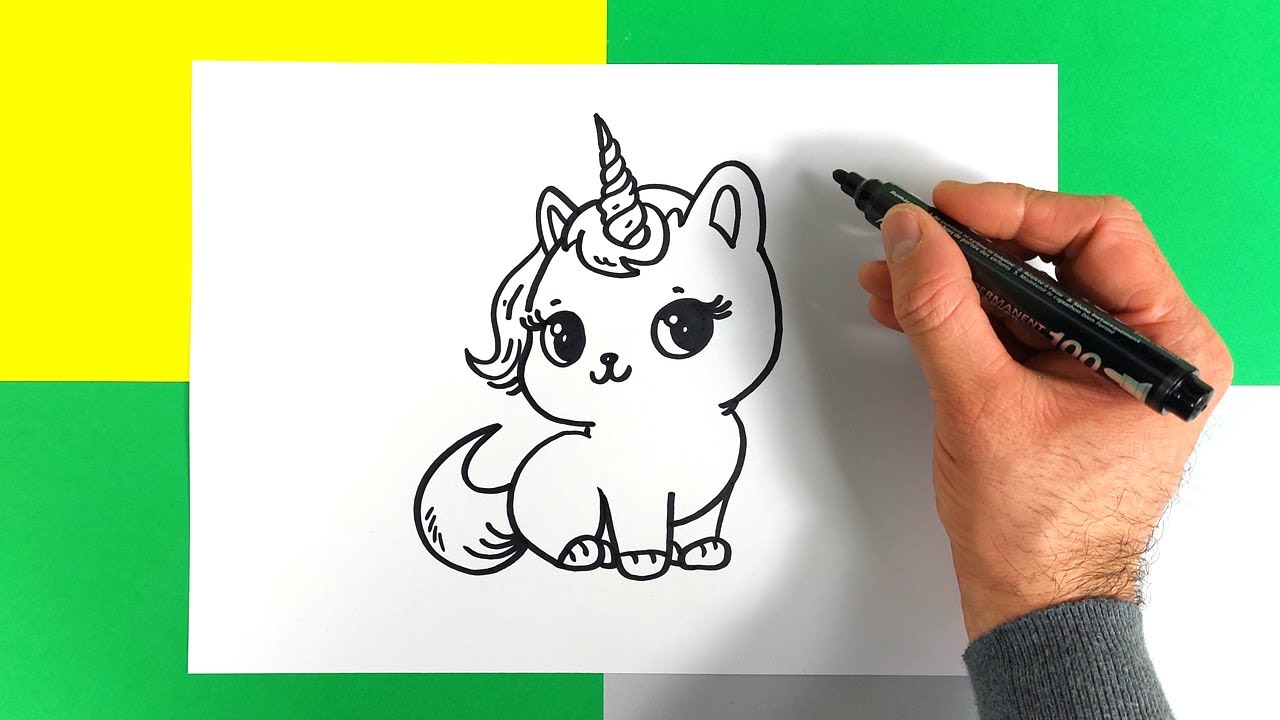 Comment dessiner un chat licorne kawaii ?