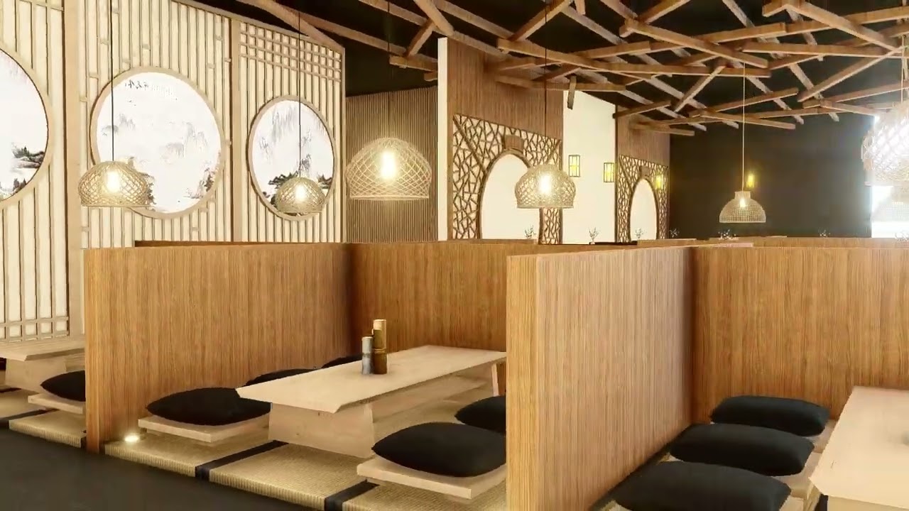Japanese Restaurant Design Rendering | Architectural Visualization by ArcX Design