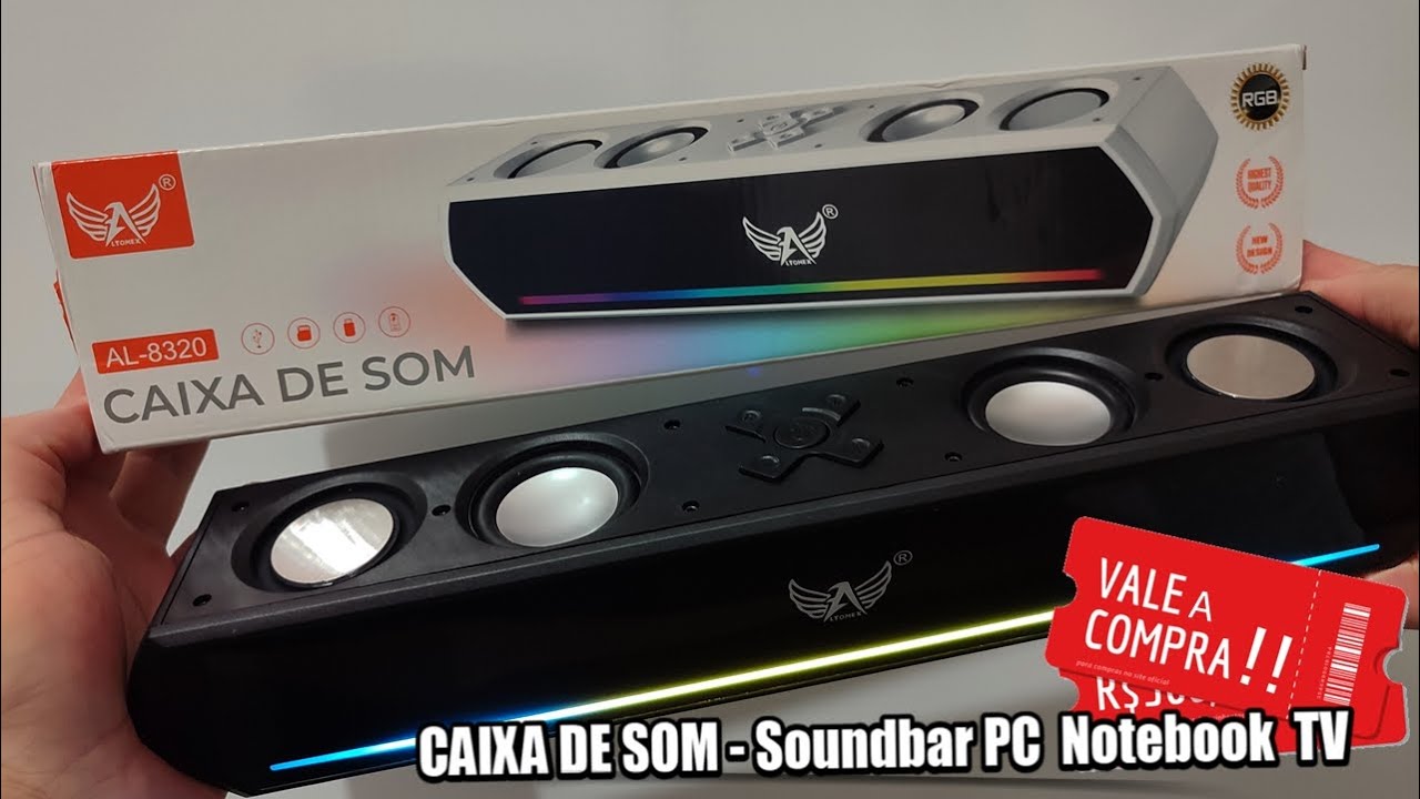 Caixa de Som Bluetooth Potente Com 4 Alto Falantes 30W Soundbar PC Notebook TV