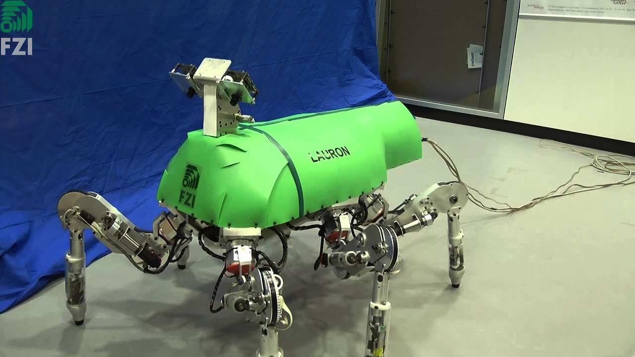 Walking Robot LAURON V - First Steps @ Night before ICRA