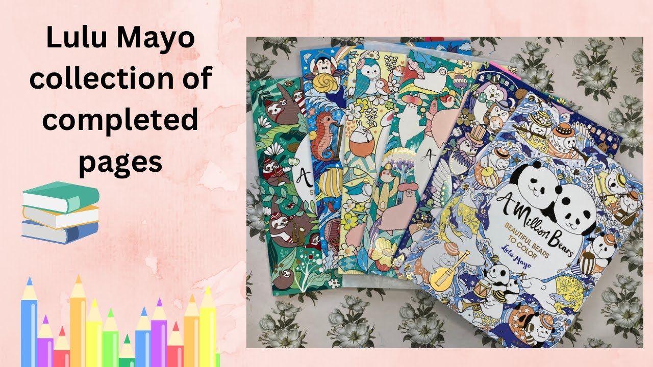 My Lulu Mayo Adult colouring books collection - completed pages Bonus: Pumpkin garden patch