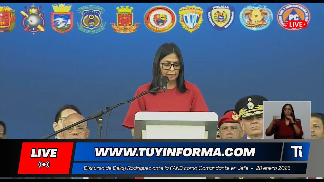 Discurso de Delcy Rodríguez ante la FANB como Comandante en Jefe  -  28 enero 2026