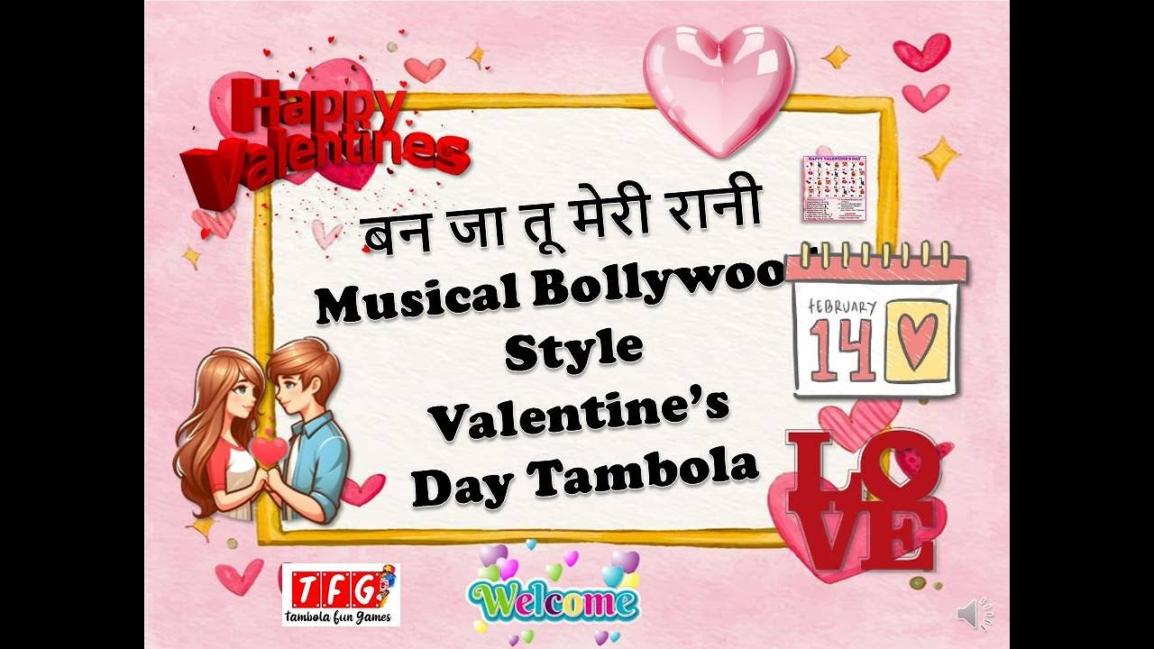 Musical Bollywood Valentines day Tambola/housie | Valentine's day game | Couple Love theme Housie