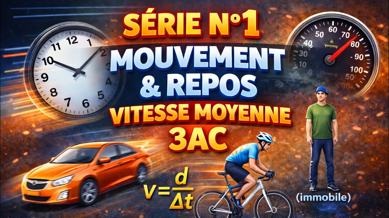 Mouvement et Repos + Vitesse Moyenne | Série N°1 Physique 3AC 