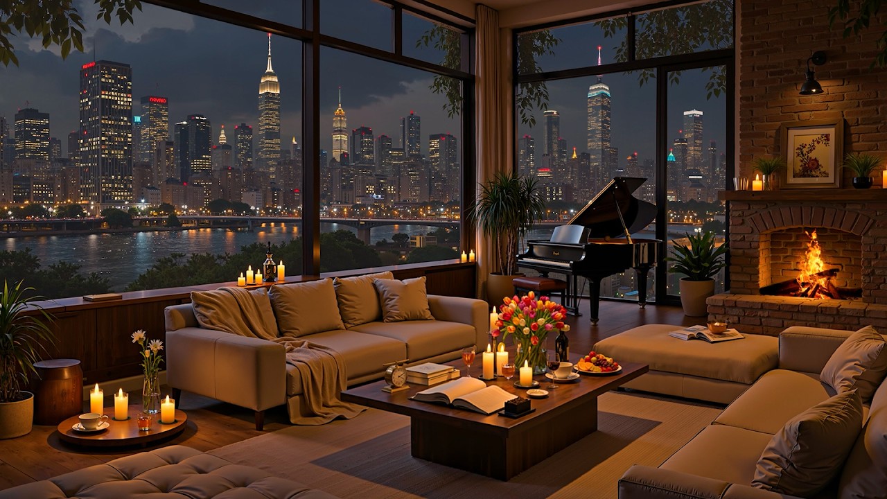 Peaceful Night in New York 🌃 Cozy Apartment with Smooth Jazz Saxophone for Relax, Study & Deep Sleep