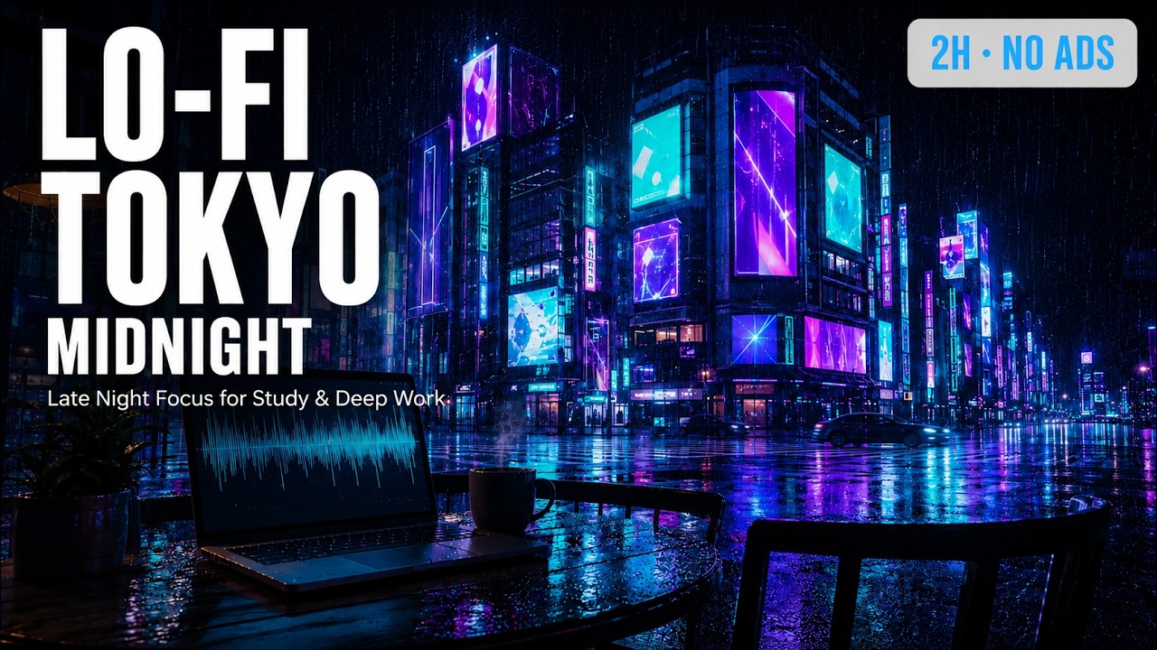 Lo-Fi Tokyo Midnight | Late Night Lofi & Ambient Focus Music for Studying & Deep Work (2 Hours)
