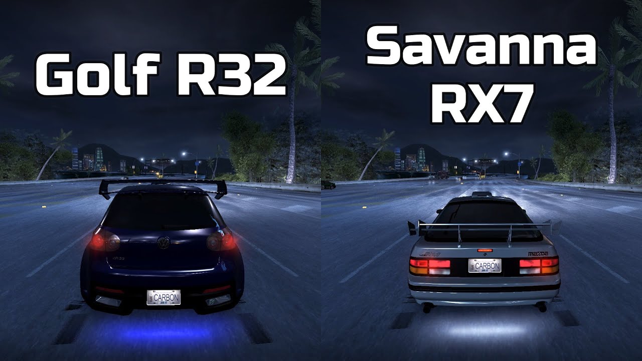 Volkswagen Golf R32 vs Mazda Savanna RX7 - Need for Speed Carbon (Drag Race)