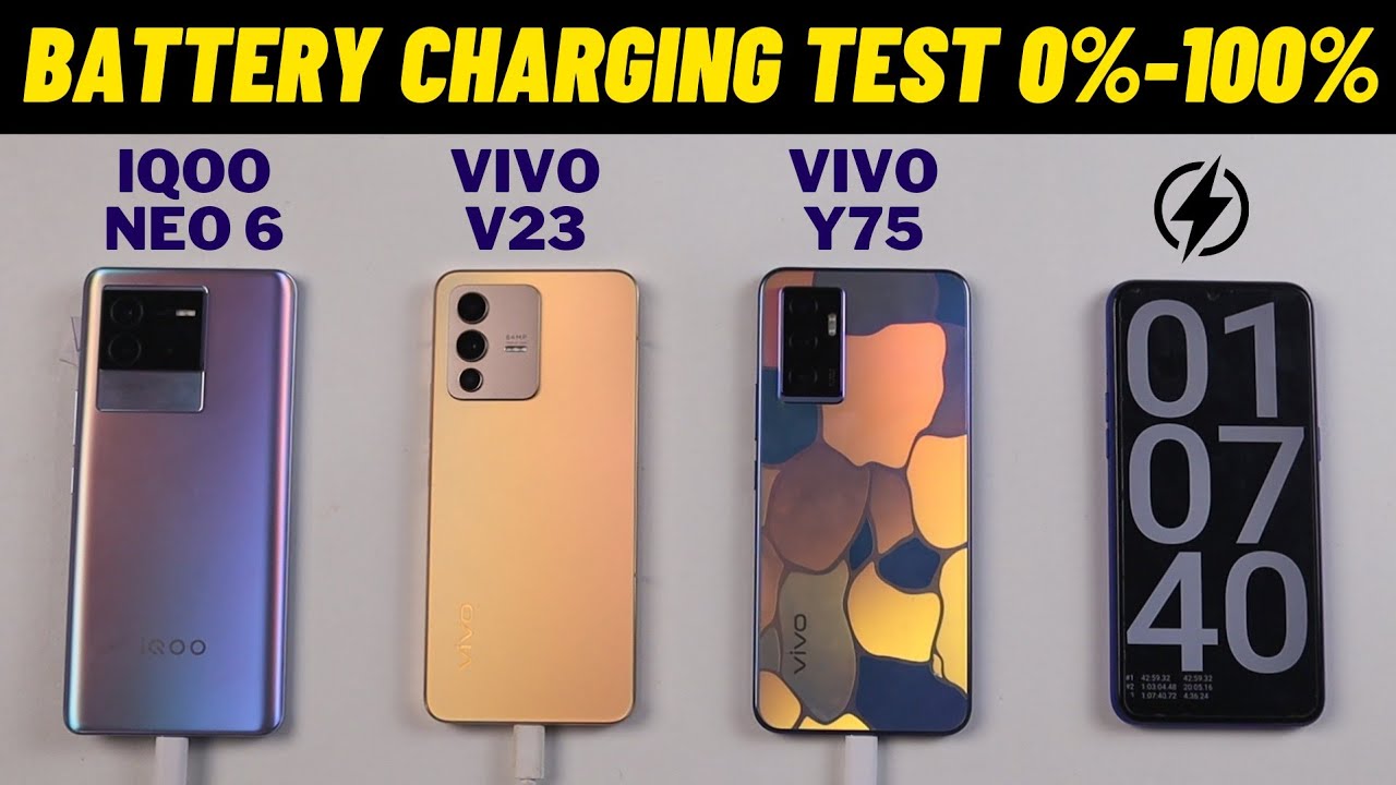 iQoo Neo 6 vs Vivo V23 vs Vivo Y75 Charging Test Comparision 0% - 100%