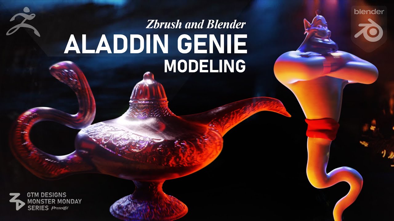 Hot to Model Aladdin Genie using Zbrush and Blender | Full Process Time-lapse