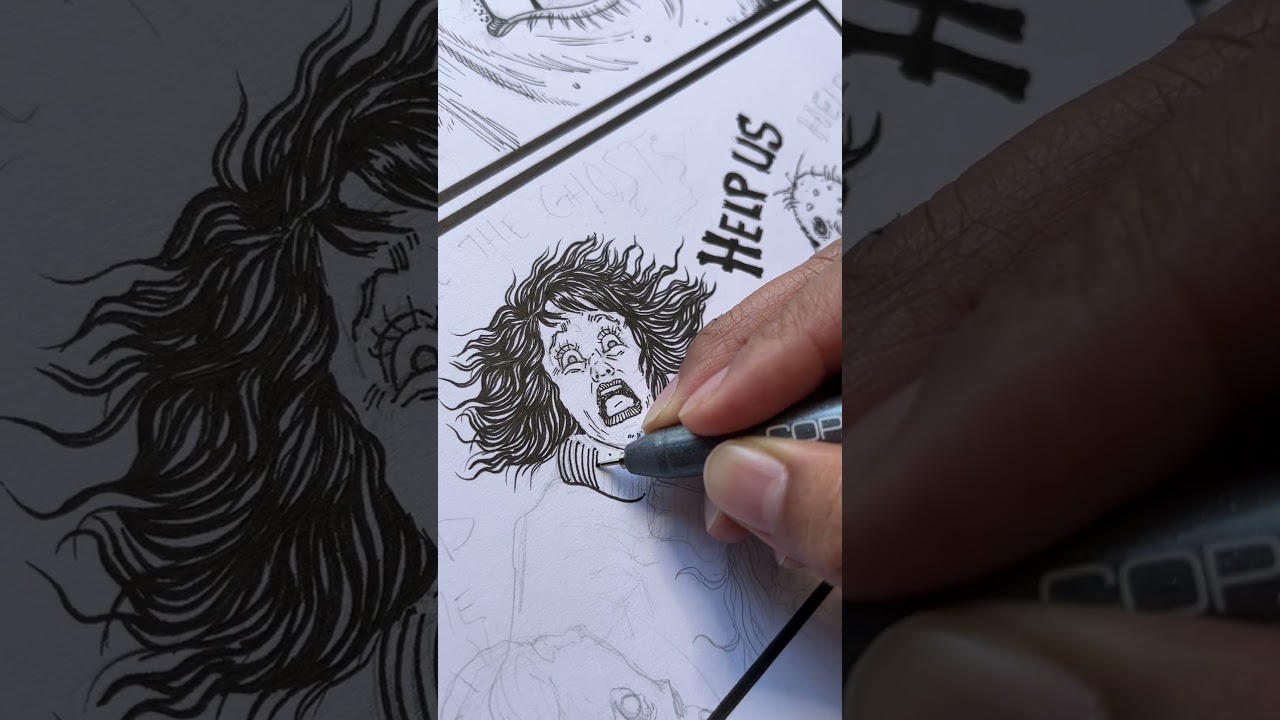 Working on a short comic bout #ghosts. #ink #traditionalart #creepy