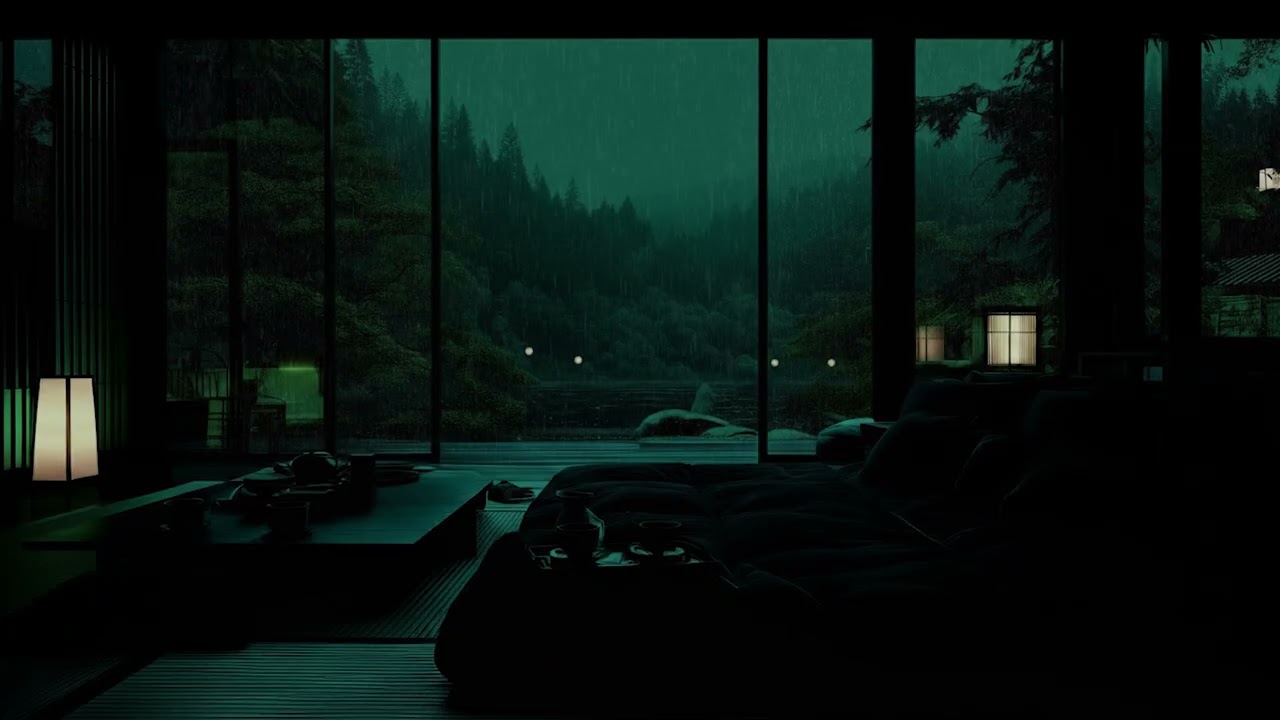 Japanese Riverside Cabin Rain 🌧️ (No Ads, Black Screen) | Fall Asleep Fast in a Cozy Dark Room