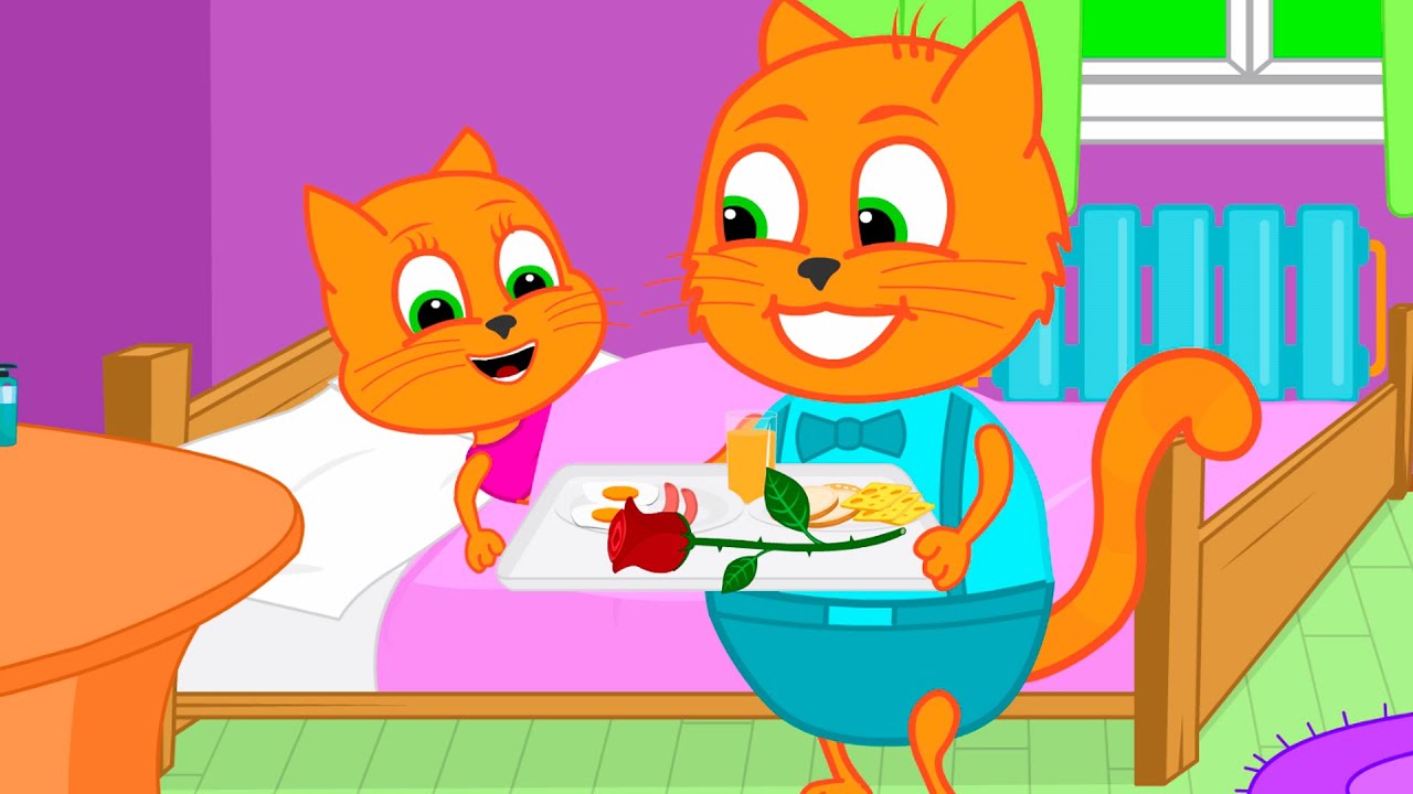 Cats Family in English - Surprise on Women's Day Cartoon for Kids