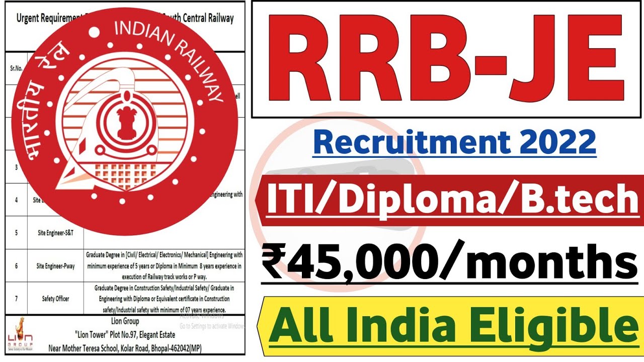 RRB JE 2022 Notification | All India | Recruitment 2022 | Job Vacancy 2022 | RRB JE Vacancy 2022