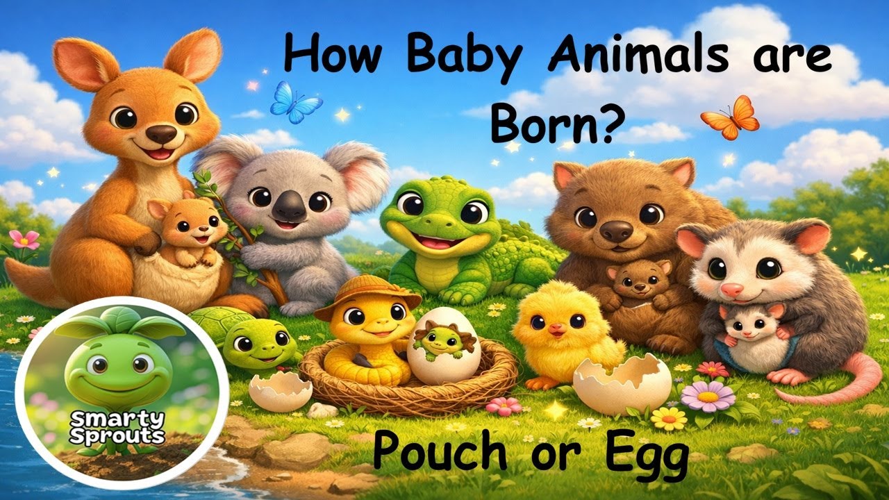How are baby animals born? | Pouch or Egg | Kids Nursery Rhyme |