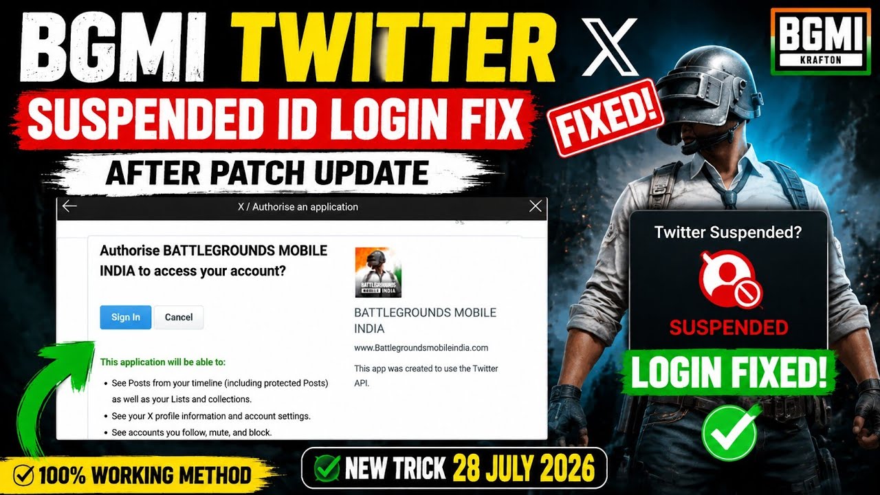 BGMI Twitter Suspended ID Login Fix | Latest Patch Update Tutorial (28 July 2026)